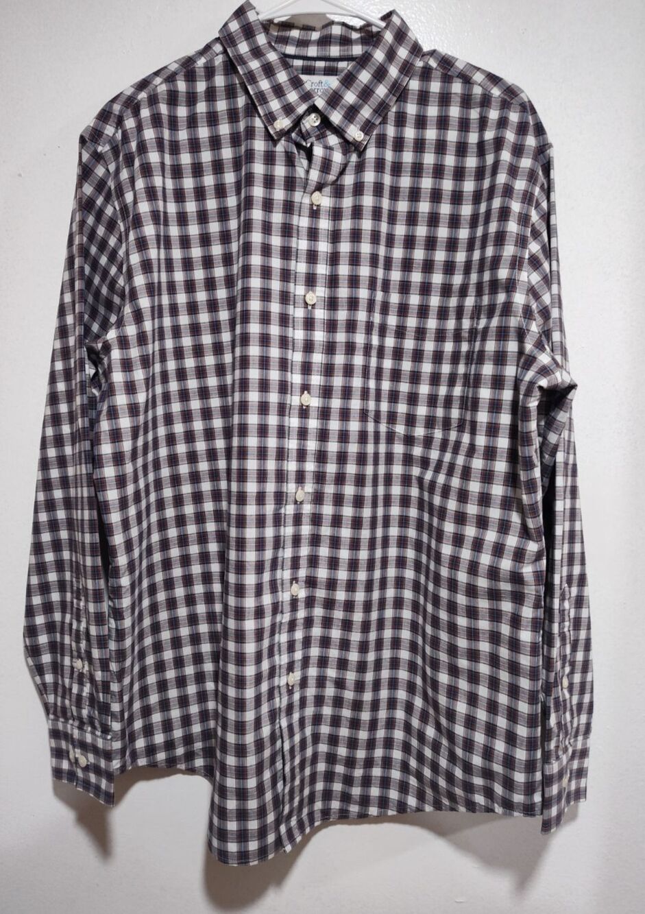 Croft & Barrow  Men's Dress Shirt Long Sleeve Button Casual Plaid Size L